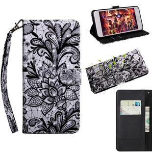 3D Painting Pattern Coloured Drawing Horizontal Flip TPU + PU Leather Case with Holder & Card Slots & Wallet For LG K40(Black Lace)