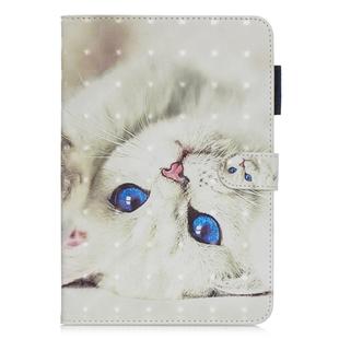 3D Horizontal Flip Leather Case with Holder & Card Slots For  Galaxy Tab A 8 (2019)(White Cat)