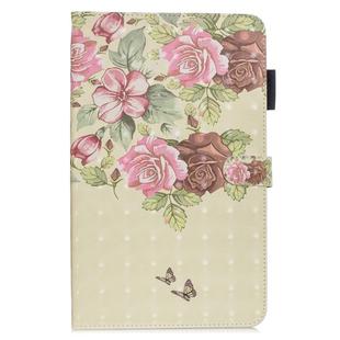 3D Horizontal Flip Leather Case with Holder & Card Slots For Galaxy Tab S5E 10.5(Flower Butterfly)