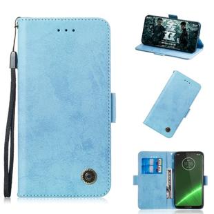Multifunctional Horizontal Flip Retro Leather Case with Card Slot & Holder for Motorola G7 Power(Sky Blue)