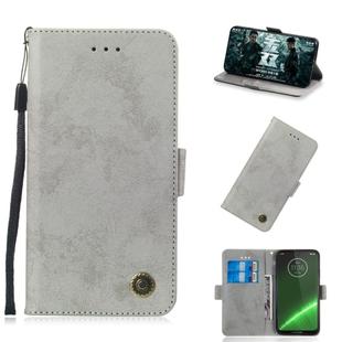 Multifunctional Horizontal Flip Retro Leather Case with Card Slot & Holder for Motorola G7 Power(Grey)