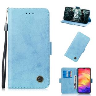 Multifunctional Horizontal Flip Retro Leather Case with Card Slot & Holder for Xiaomi Redmi Note 7(Sky Blue)