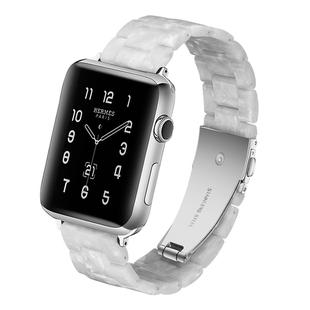 Simple Fashion Resin Watch Band for Apple Watch Series 5 & 4 44mm & Series 3 & 2 & 1 42mm(Pearl White)