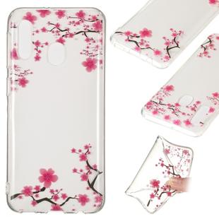 Coloured Drawing Transparent Clear TPU Case for  Galaxy A20e(Plum blossom)