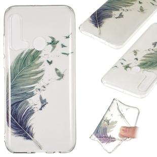 Coloured Drawing Transparent Clear TPU Case for Huawei P20 lite (2019)(Feather)