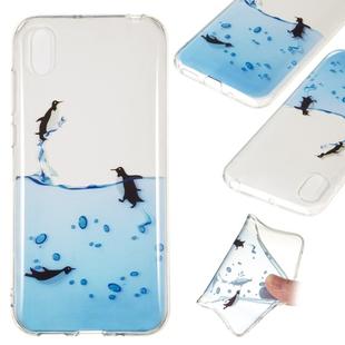 Coloured Drawing Transparent Clear TPU Case(Penguin)