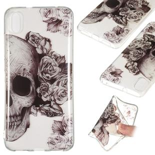 Coloured Drawing Transparent Clear TPU Case for Xiaomi Redmi 7A(Skull)