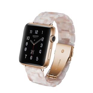 Simple Fashion Resin Watch Band for Apple Watch Series 5 & 4 44mm & Series 3 & 2 & 1 42mm(Pink Flower)