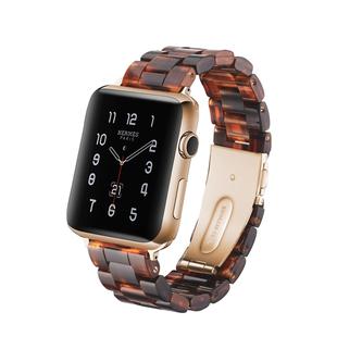 Simple Fashion Resin Watch Band for Apple Watch Series 5 & 4 44mm & Series 3 & 2 & 1 42mm(Dark Red)