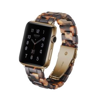 Simple Fashion Resin Watch Band for Apple Watch Series 5 & 4 40mm & Series 3 & 2 & 1 38mm(Tortoiseshell)