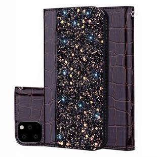 Crocodile Texture Glitter Powder Horizontal Flip Leather Case with Card Slots & Holder for iPhone 11 Pro(Black)
