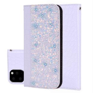 Crocodile Texture Glitter Powder Horizontal Flip Leather Case with Card Slots & Holder for iPhone 11 Pro(White)
