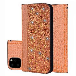 Crocodile Texture Glitter Powder Horizontal Flip Leather Case with Card Slots & Holder for iPhone 11 Pro(Orange)