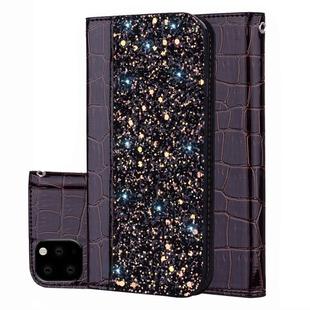 Crocodile Texture Glitter Powder Horizontal Flip Leather Case with Card Slots & Holder for iPhone 11(Black)