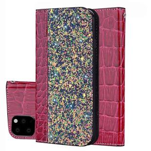 Crocodile Texture Glitter Powder Horizontal Flip Leather Case with Card Slots & Holder for iPhone 11(Red Wine)