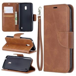 Retro Lambskin Texture Pure Color Horizontal Flip PU Leather Case with Holder & Card Slots & Wallet & Lanyard for Nokia 2.2(Brown)