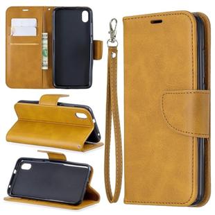 Retro Lambskin Texture Pure Color Horizontal Flip PU Leather Case with Holder & Card Slots & Wallet & Lanyard for Xiaomi Redmi 7A(Yellow)