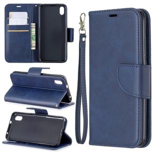 Retro Lambskin Texture Pure Color Horizontal Flip PU Leather Case with Holder & Card Slots & Wallet & Lanyard for Xiaomi Redmi 7A(Blue)
