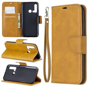 Retro Lambskin Texture Pure Color Horizontal Flip PU Leather Case with Holder & Card Slots & Wallet & Lanyard for Huawei P20 lite (2019) / nova 5i(Yellow)