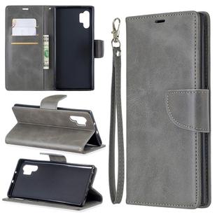 Retro Lambskin Texture Pure Color Horizontal Flip PU Leather Case with Holder & Card Slots & Wallet & Lanyard for Galaxy Note10+(Grey)