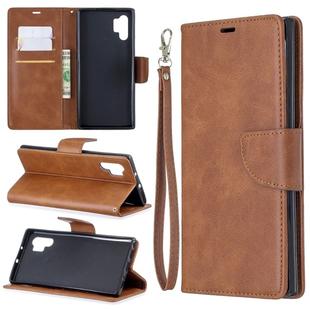 Retro Lambskin Texture Pure Color Horizontal Flip PU Leather Case with Holder & Card Slots & Wallet & Lanyard for Galaxy Note10+(Brown)