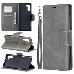 Retro Lambskin Texture Pure Color Horizontal Flip PU Leather Case with Holder & Card Slots & Wallet & Lanyard for Galaxy Note10(Grey)