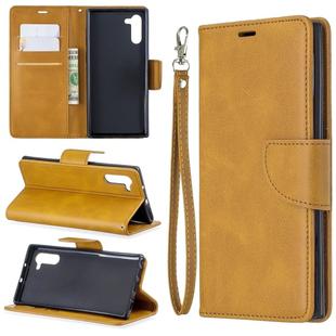 Retro Lambskin Texture Pure Color Horizontal Flip PU Leather Case with Holder & Card Slots & Wallet & Lanyard for Galaxy Note10(Yellow)