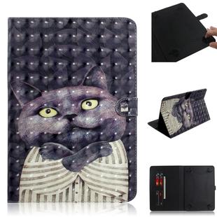 3D Colored Drawing Universal Horizontal Flip Leather Case, with Holder & Card Slot & Wallet for 7 inch Tablet PC(Embrace Cat)