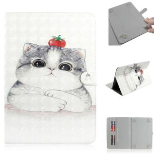 3D Colored Drawing Universal Horizontal Flip Leather Case, with Holder & Card Slot & Wallet for 7 inch Tablet PC(Cute Cat)