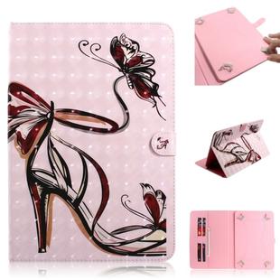3D Colored Drawing Universal Horizontal Flip Leather Case, with Holder & Card Slot & Wallet for 8 inch Tablet PC(High-heeled)