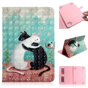 3D Colored Drawing Universal Horizontal Flip Leather Case, with Holder & Card Slot & Wallet for 8 inch Tablet PC(Black White Cat)