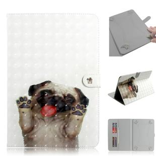 3D Colored Drawing Universal Horizontal Flip Leather Case, with Holder & Card Slot & Wallet for 8 inch Tablet PC(Pug)