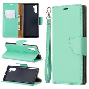Litchi Texture Pure Color Horizontal Flip PU Leather Case with Holder & Card Slots & Wallet & Lanyard for Galaxy Note10(Green)
