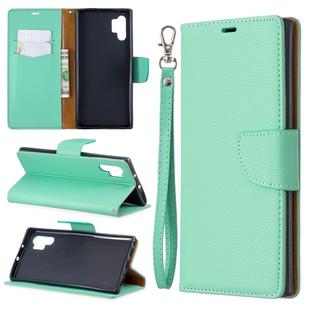 Litchi Texture Pure Color Horizontal Flip PU Leather Case with Holder & Card Slots & Wallet & Lanyard for Galaxy Note10+(Green)