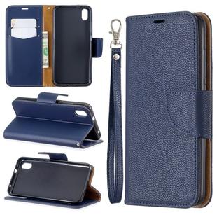 Litchi Texture Pure Color Horizontal Flip PU Leather Case with Holder & Card Slots & Wallet & Lanyard for Xiaomi Redmi 7A(Dark Blue)