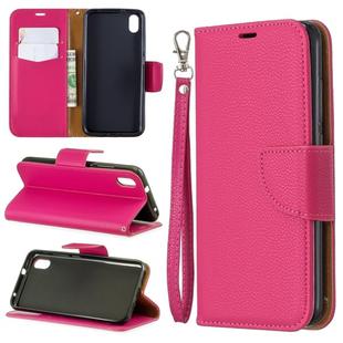 Litchi Texture Pure Color Horizontal Flip PU Leather Case with Holder & Card Slots & Wallet & Lanyard for Xiaomi Redmi 7A(Rose Red)