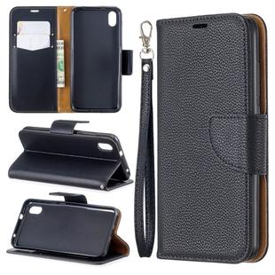 Litchi Texture Pure Color Horizontal Flip PU Leather Case with Holder & Card Slots & Wallet & Lanyard for Xiaomi Redmi 7A(Black)