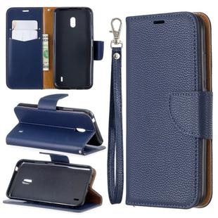 Litchi Texture Pure Color Horizontal Flip PU Leather Case with Holder & Card Slots & Wallet & Lanyard for Nokia 2.2(Dark Blue)