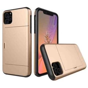 For iPhone 11 Pro Max Shockproof Rugged Armor Protective Case with Card Slot (Gold)