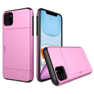 For iPhone 11 Shockproof Rugged Armor Protective Case with Card Slot (Pink)