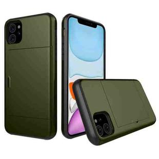 For iPhone 11 Shockproof Rugged Armor Protective Case with Card Slot (Army Green)