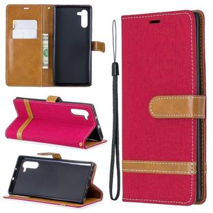 Color Matching Denim Texture Horizontal Flip Leather Case with Holder & Card Slots & Wallet & Lanyard for Galaxy Note10(Red)