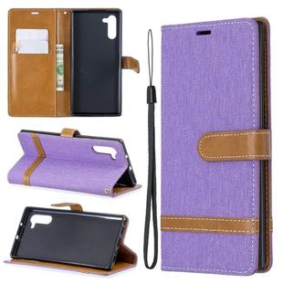 Color Matching Denim Texture Horizontal Flip Leather Case with Holder & Card Slots & Wallet & Lanyard for Galaxy Note10(Purple)
