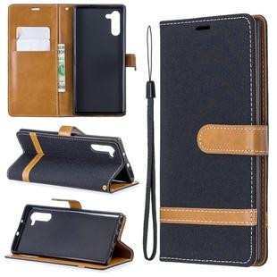 Color Matching Denim Texture Horizontal Flip Leather Case with Holder & Card Slots & Wallet & Lanyard for Galaxy Note10(Black)