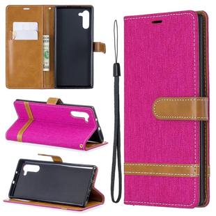 Color Matching Denim Texture Horizontal Flip Leather Case with Holder & Card Slots & Wallet & Lanyard for Galaxy Note10(Rose Red)