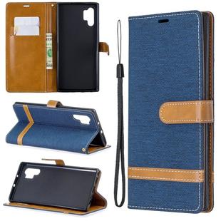 Color Matching Denim Texture Horizontal Flip Leather Case with Holder & Card Slots & Wallet & Lanyard for Galaxy Note10+(Dark Blue)