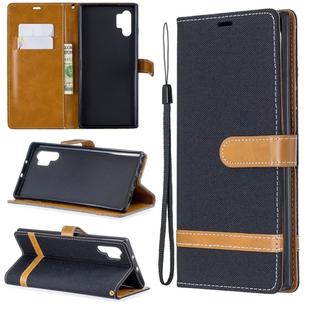 Color Matching Denim Texture Horizontal Flip Leather Case with Holder & Card Slots & Wallet & Lanyard for Galaxy Note10+(Black)