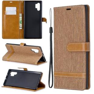 Color Matching Denim Texture Horizontal Flip Leather Case with Holder & Card Slots & Wallet & Lanyard for Galaxy Note10+(Brown)