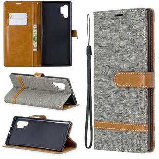 Color Matching Denim Texture Horizontal Flip Leather Case with Holder & Card Slots & Wallet & Lanyard for Galaxy Note10+(Grey)