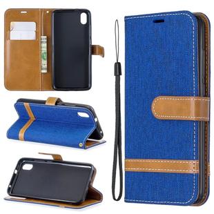 Color Matching Denim Texture Horizontal Flip Leather Case with Holder & Card Slots & Wallet & Lanyard for Xiaomi Redmi 7A(Royal Blue)